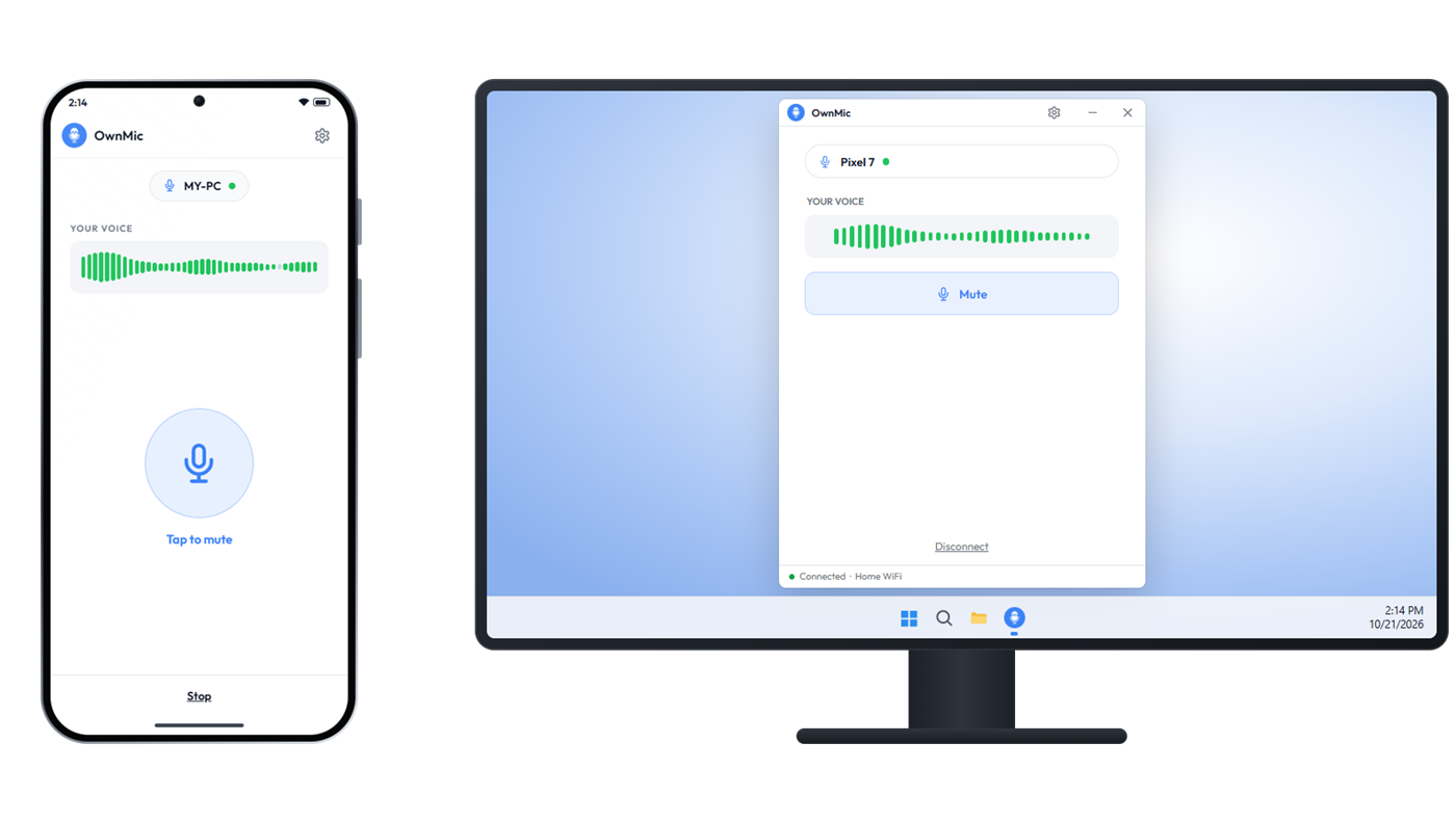 Connected: voice waves on the phone and the PC